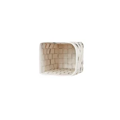 Cesta Figaro Leather Strap Large Basket White