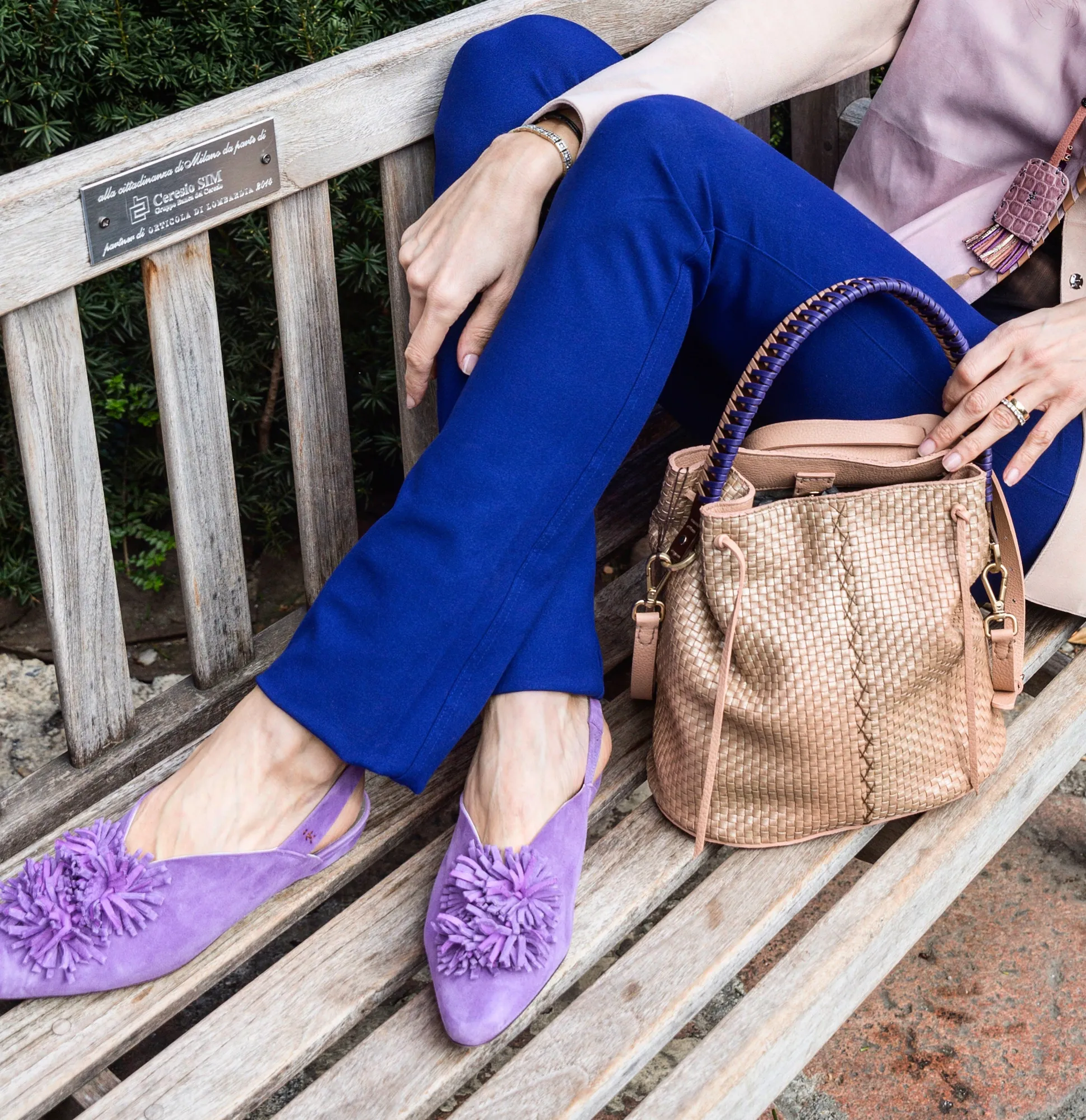 Chanel Flower Sandal Suede Iris