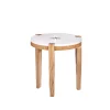 Coffee Table Rotondo Cuoio White