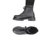 Combat Boot Martellato Curly Wool Black