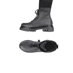 Combat Boot Martellato Curly Wool Black