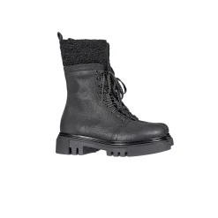 Combat Boot Martellato Curly Wool Black