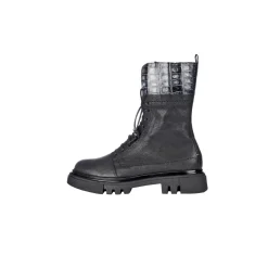 Combat Boot Old Iron Black with Crocodile