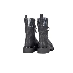 Combat Boot Old Iron Black with Crocodile