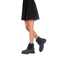Fur Ankle Boot Old Iron Black
