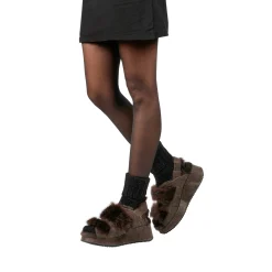 Fur Sandal Grattato Dark Brown