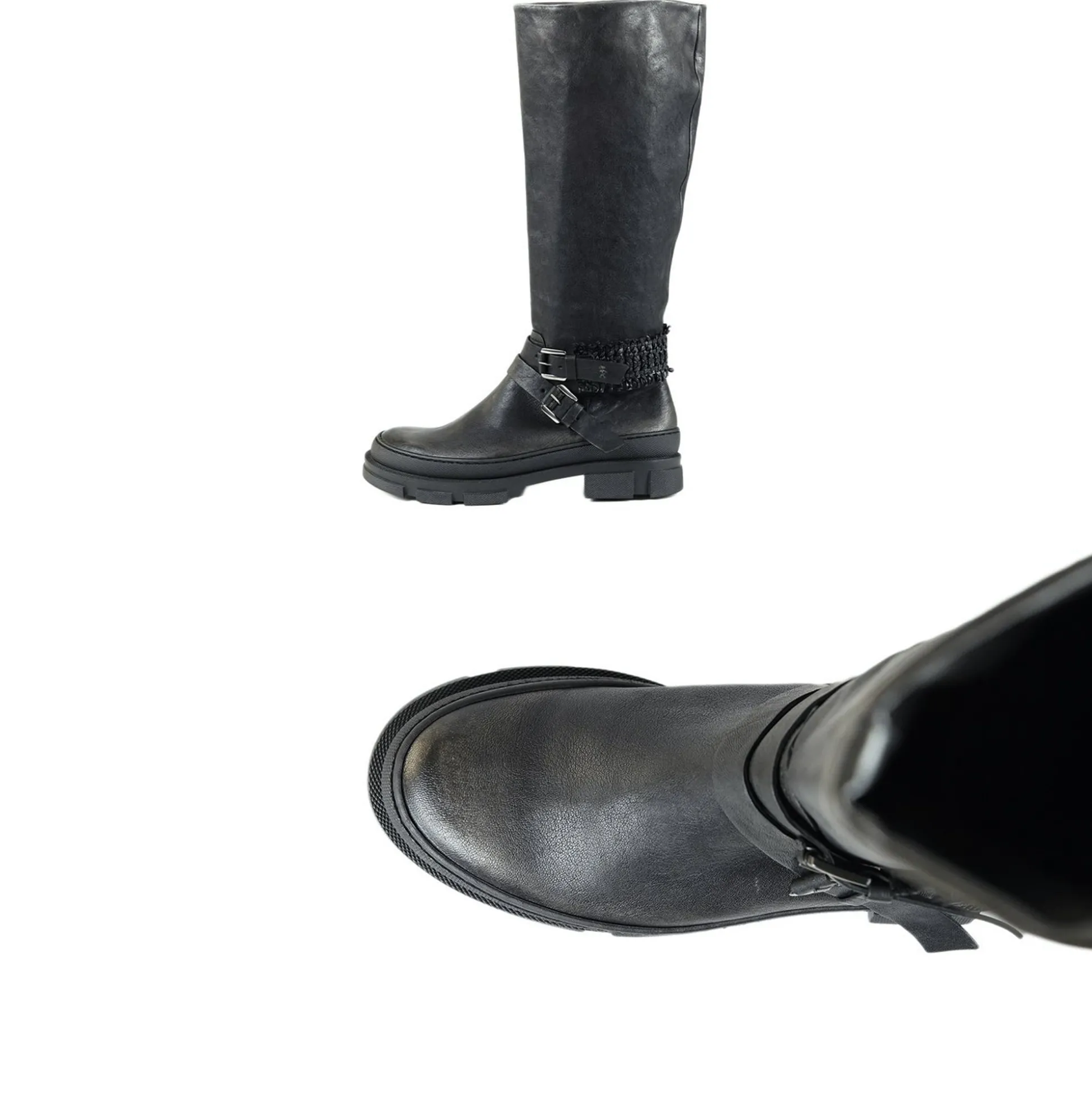 High Boot Woven Strap Anthracite