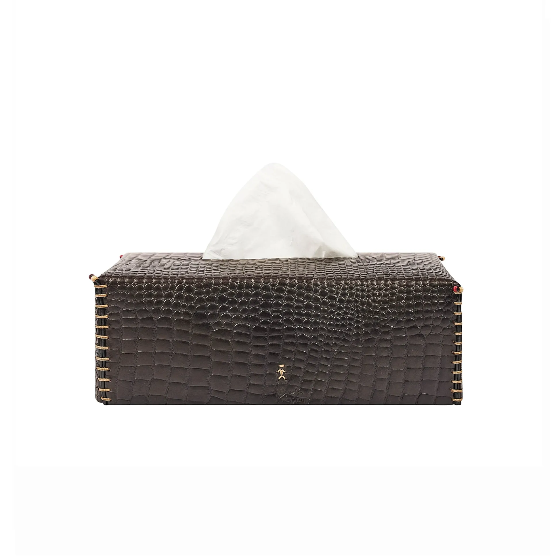 Kleenex Box Printed Croco Dark Brown