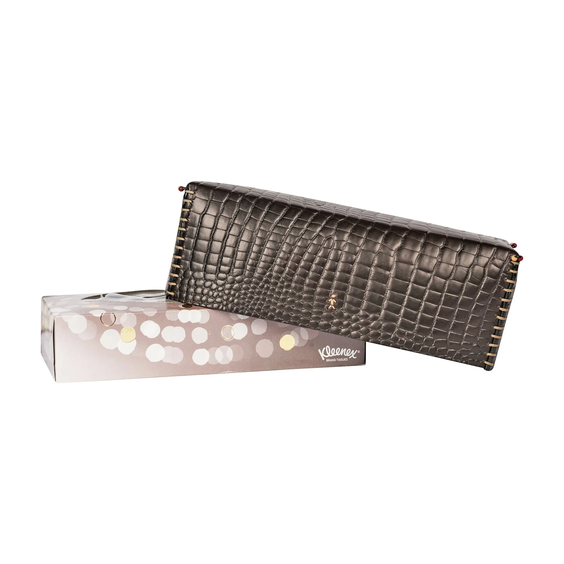 Kleenex Box Printed Croco Dark Brown