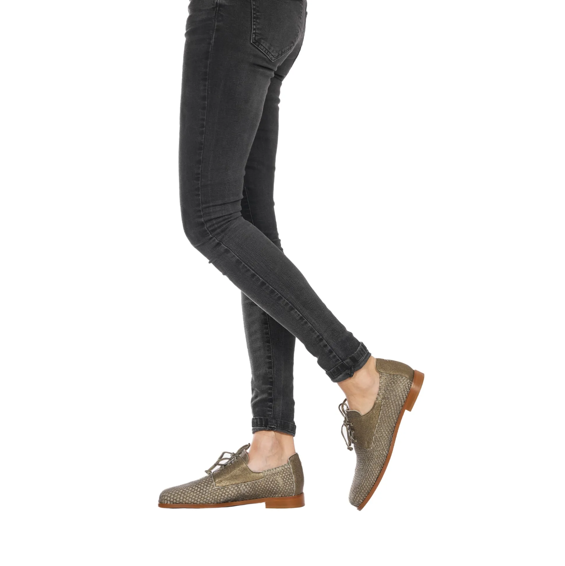 Lace-up Shoe Mesh Lamè Bronze