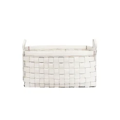 Large Basket Leather White