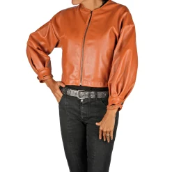 Leather Bomber Jacket Brandy