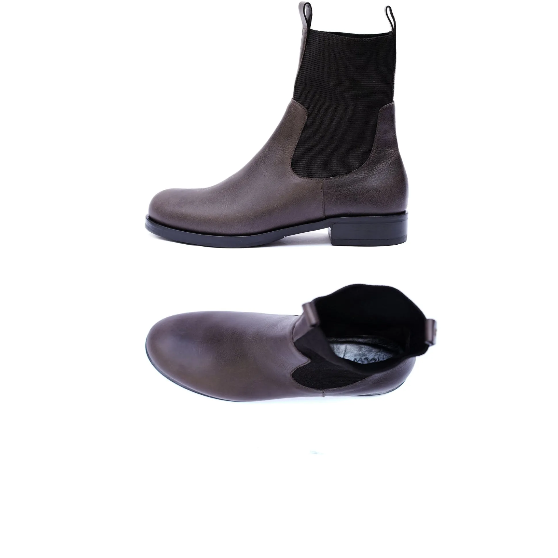 Leather Gored Bootie Brown