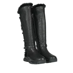 Leather Shearling Knee Boot Black