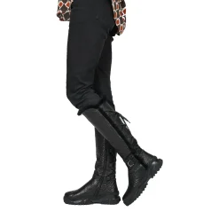 Leather Shearling Knee Boot Black
