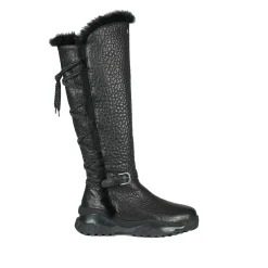 Leather Shearling Knee Boot Black