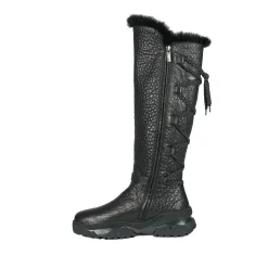 Leather Shearling Knee Boot Black