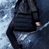 Middle lenght Leather Down Pacaja Jacket Black