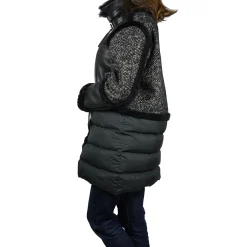 Middle lenght Leather Down Pacaja Jacket Black
