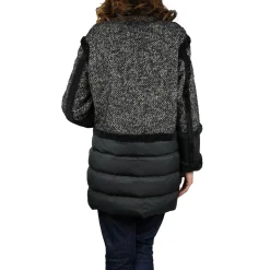 Middle lenght Leather Down Pacaja Jacket Black
