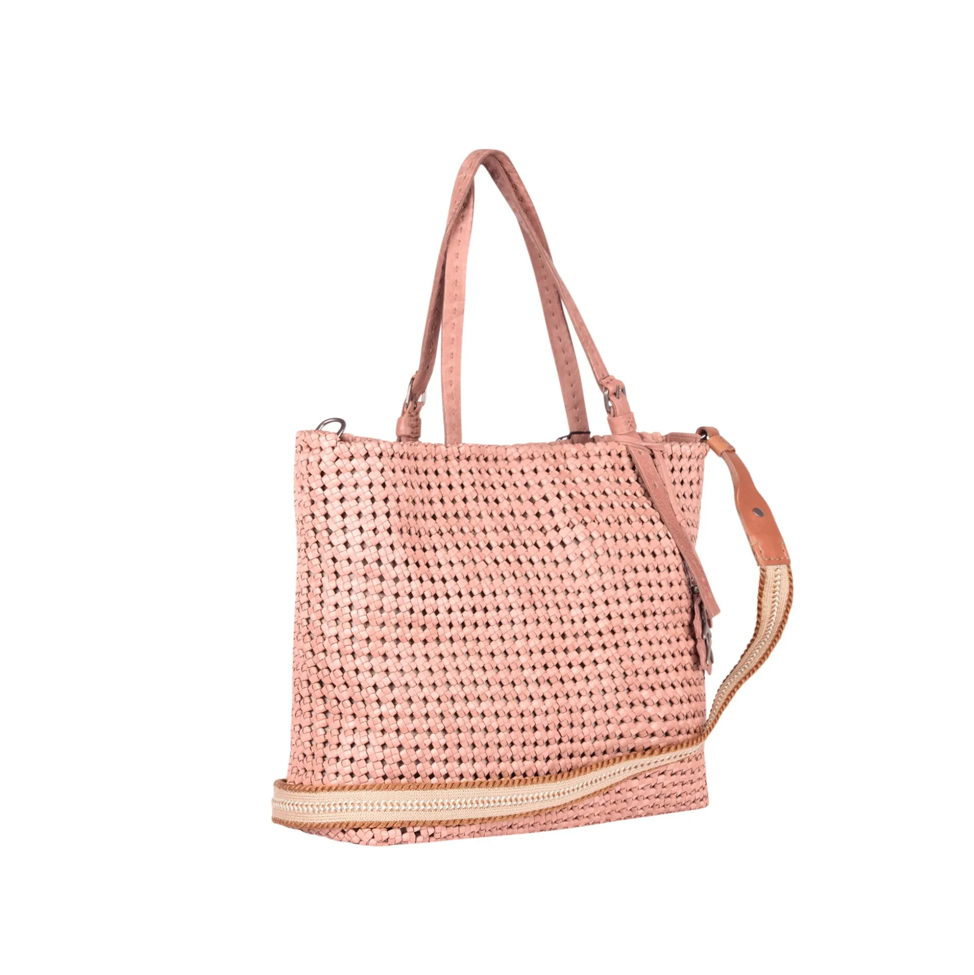Minerva Shopping M Intreccio Crochet Pinkish Tan