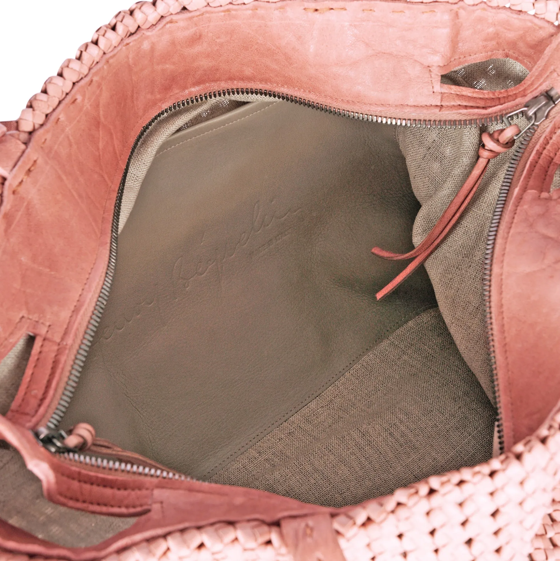 Minerva Shopping M Intreccio Crochet Pinkish Tan