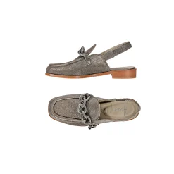 Moccasins Chanel Vegetal Lamè Dark Silver
