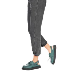 Open Back Moccasin Muflone Teal