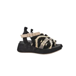 Platform Sandal Azteco Fabric Black