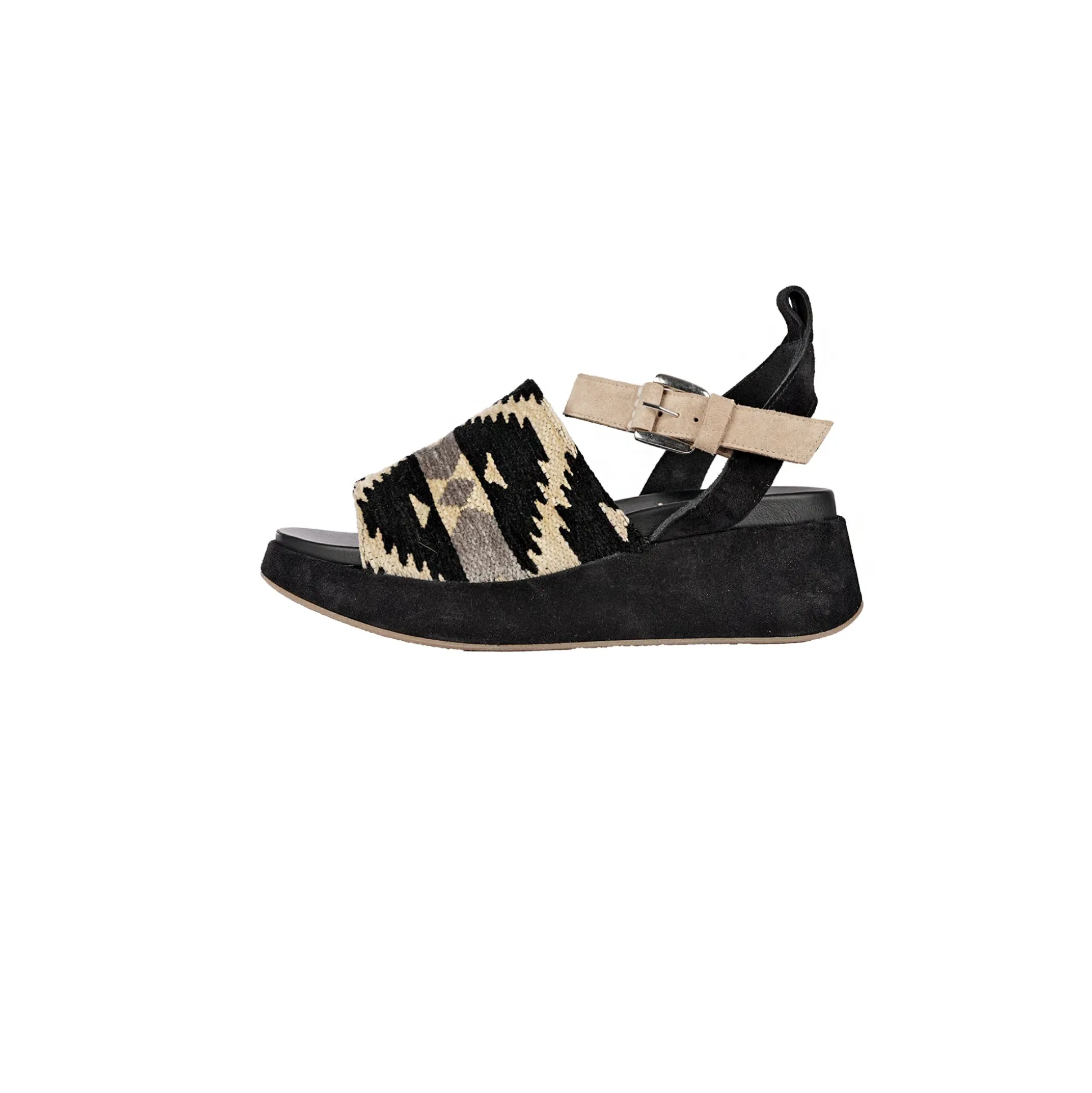 Platform Sandal Azteco Fabric Black