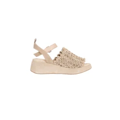 Platform Sandal Crochet Beige