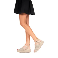 Platform Sandal Crochet Beige