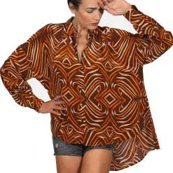 Printed Silk Shirt Brandy