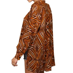Printed Silk Shirt Brandy