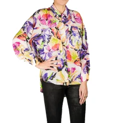 Printed Silk Shirt Purple