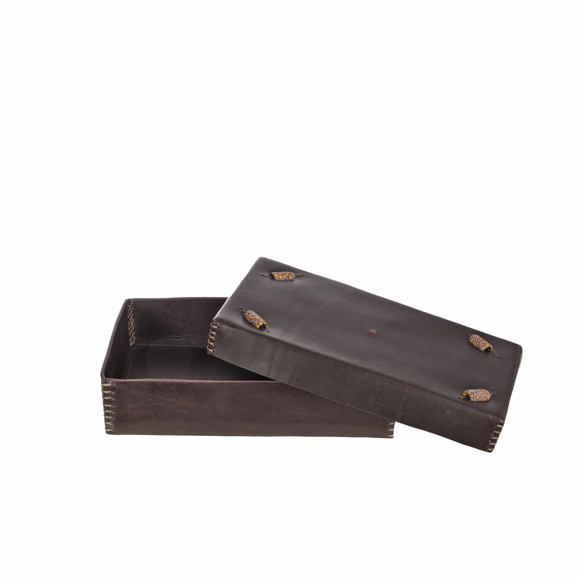 Rectangular Cuoio Leather Box Dado Murrine Ebony