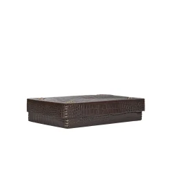 Rectangular Printed Crocodile Leather Box Dado Murrine Ebony