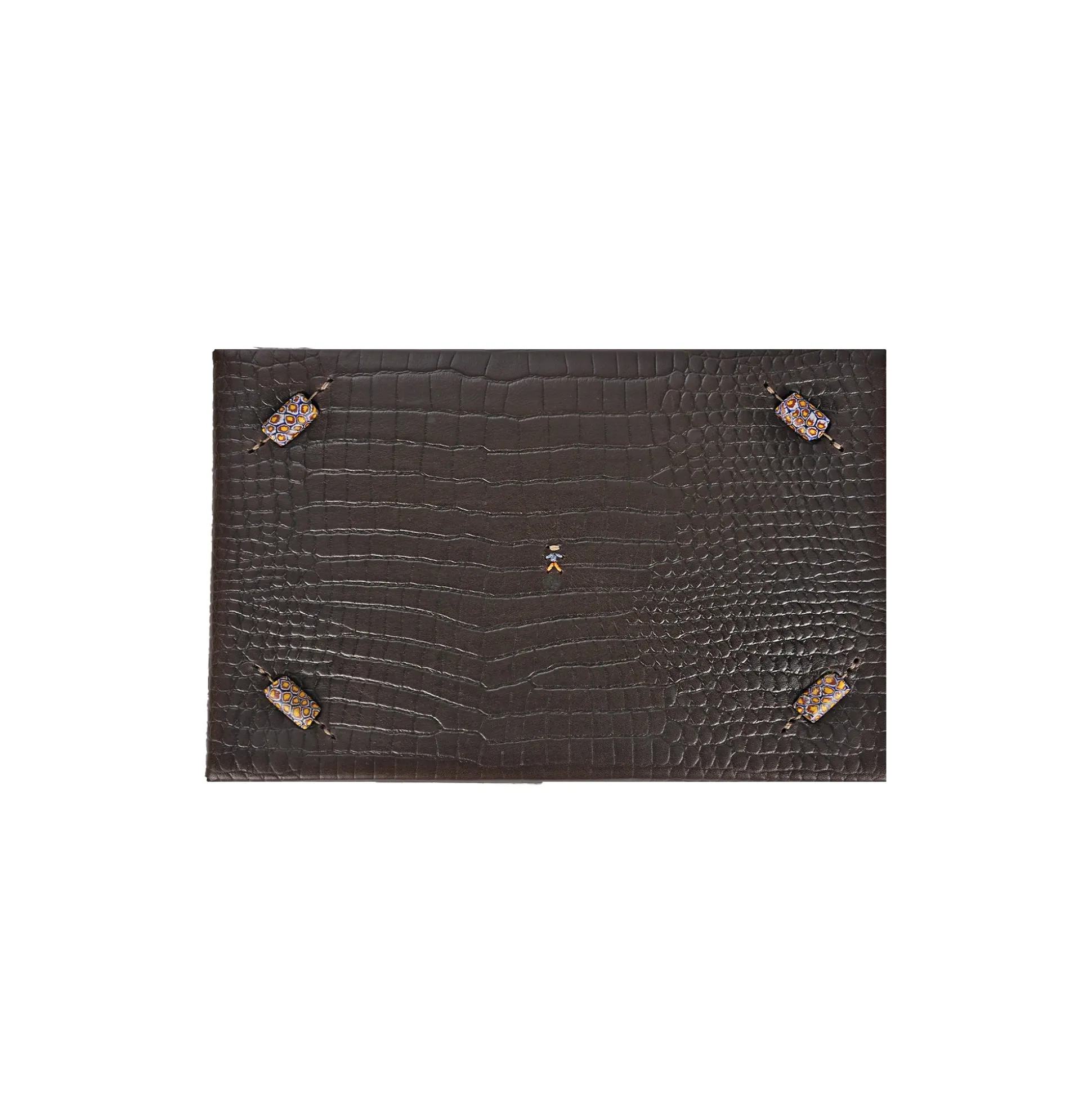 Rectangular Printed Crocodile Leather Box Dado Murrine Ebony