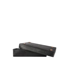 Rectangular Printed Crocodile Leather Box Dado Murrine Black