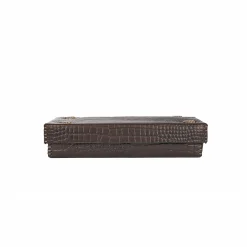 Rectangular Printed Crocodile Leather Box Dado Murrine Ebony