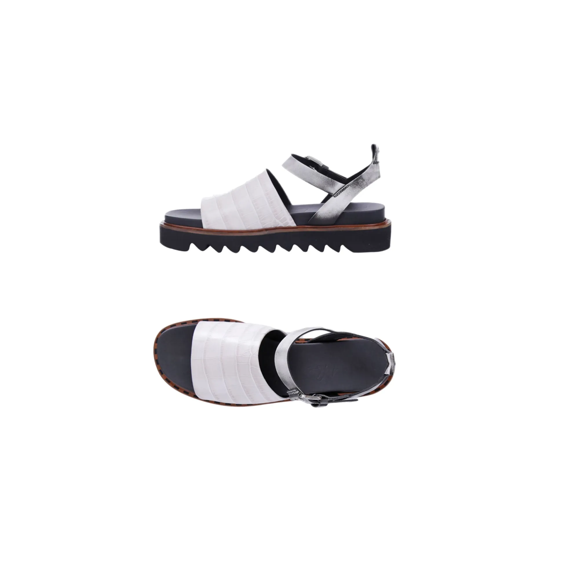 Sandal Zeppa Croco Printed Chalk White