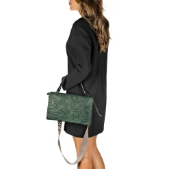 Saretta M HB Vegetal Wash Stropicciato Dark Green