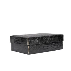 Scatola Liscia L Printed Crocodile Black