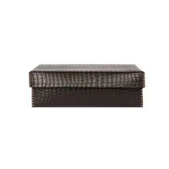Scatola Liscia L Printed Crocodile Brown