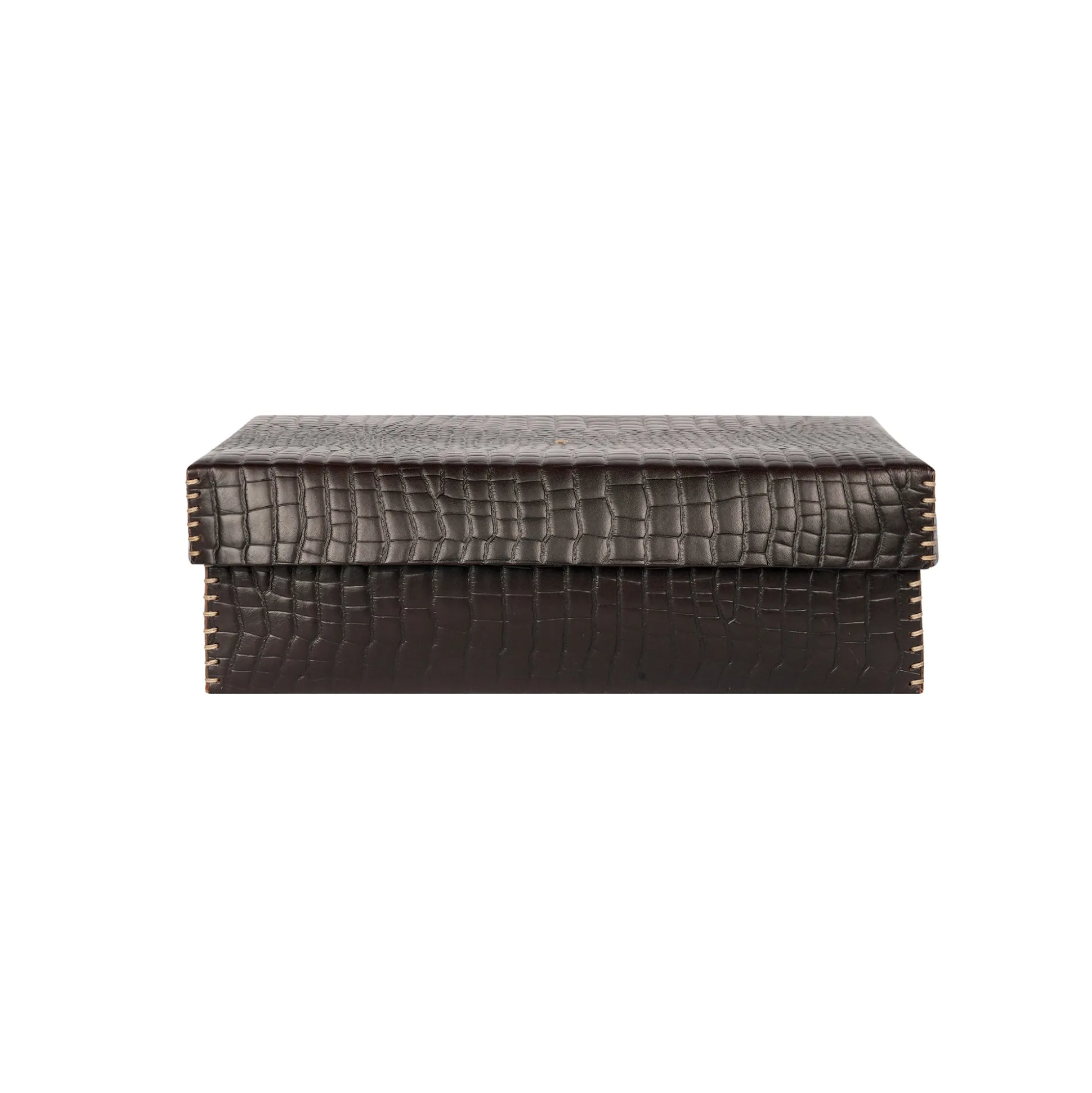 Scatola Liscia L Printed Crocodile Brown