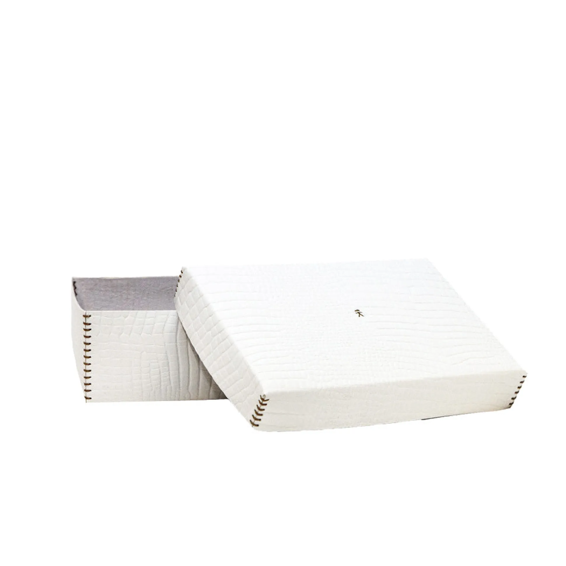 Scatola Liscia L Printed Crocodile White