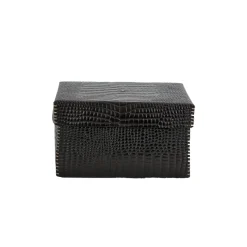 Scatola Liscia M Printed Crocodile Black
