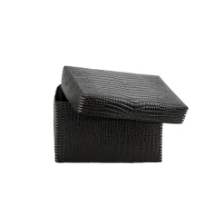 Scatola Liscia M Printed Crocodile Black