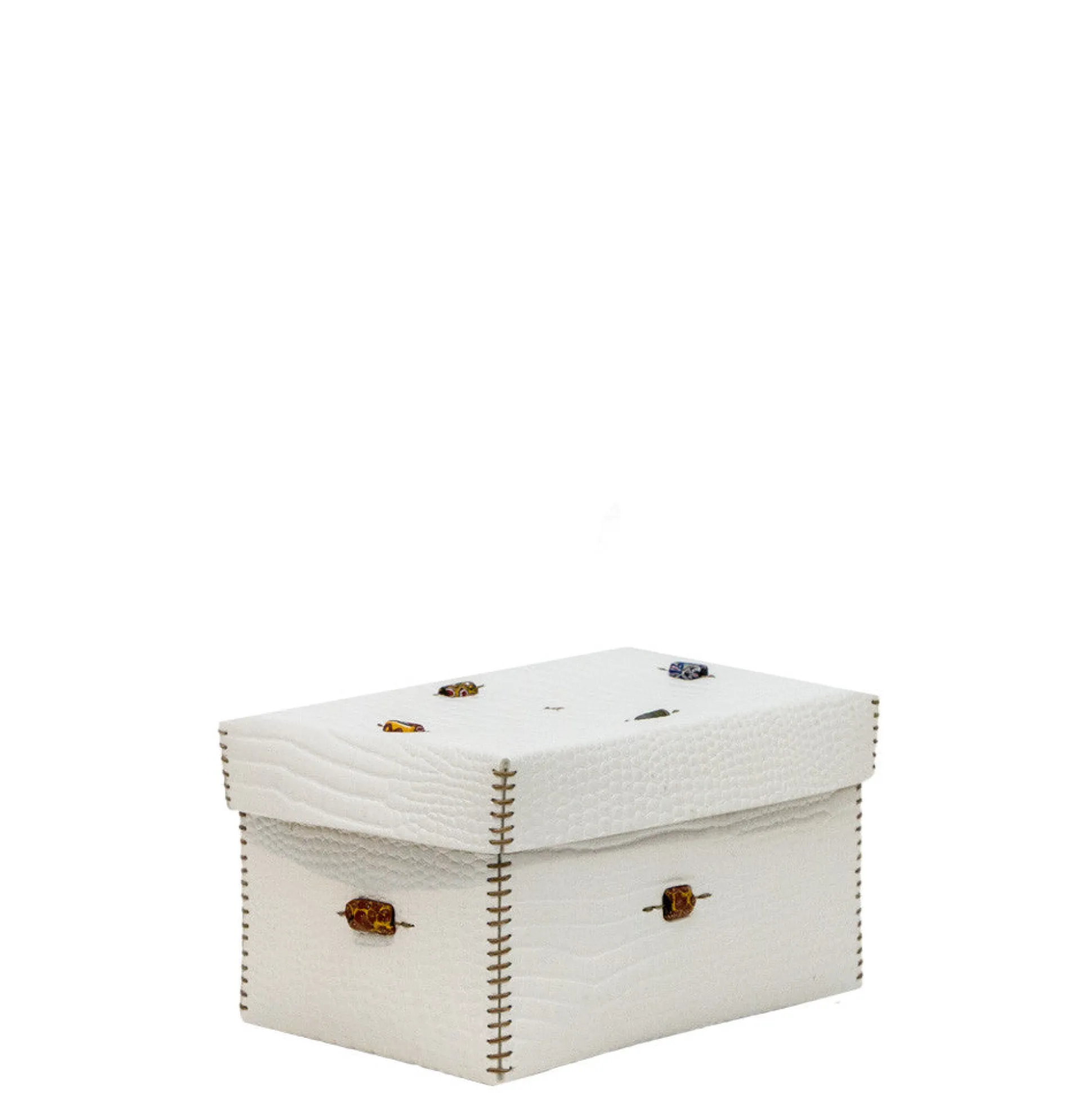 Scatola Murrine M Stamped Crocodile White