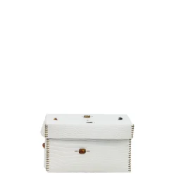 Scatola Murrine M Stamped Crocodile White